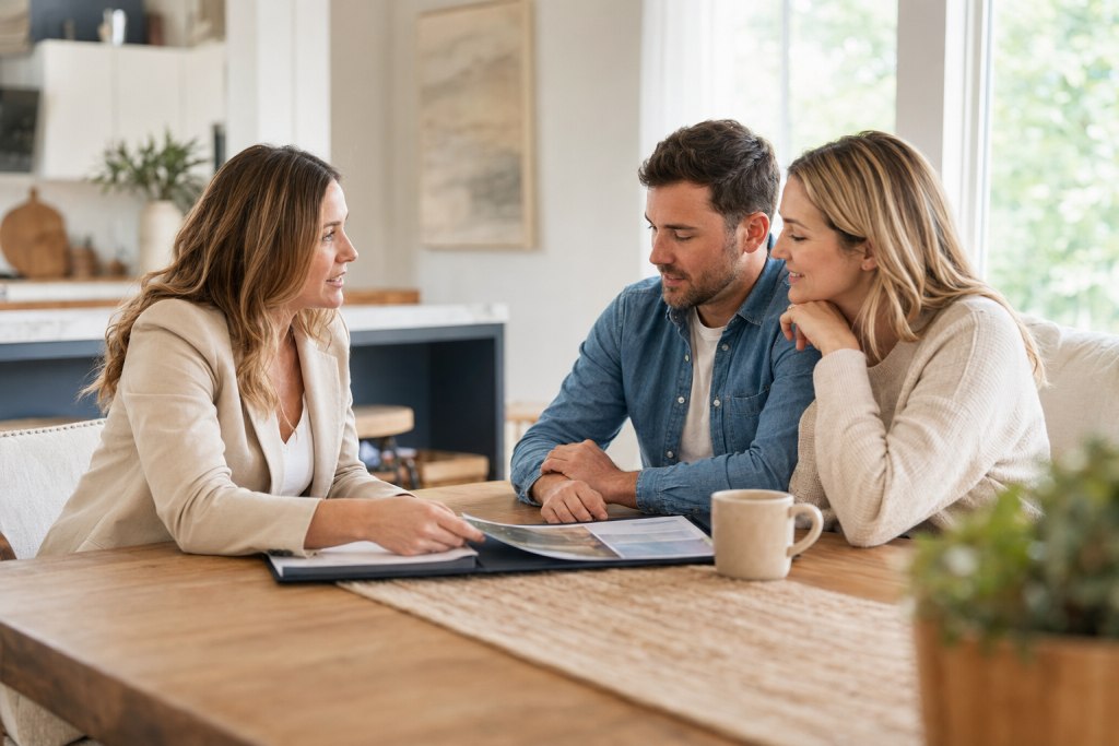 Realtor discussing homeownership goals with prospective clients